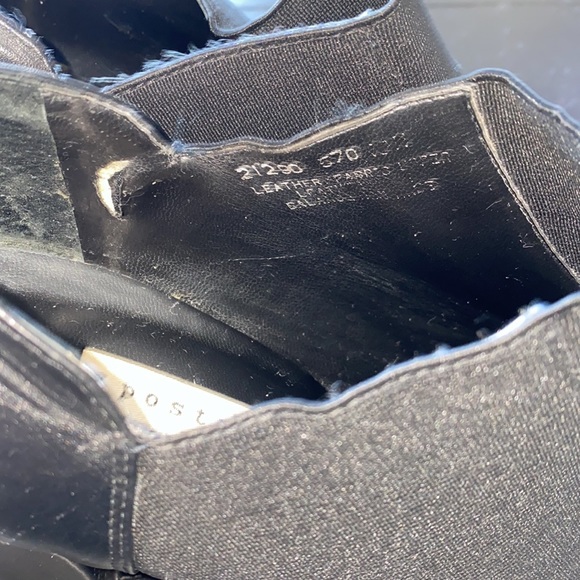 Apostrophe Black Leather and Fabric Heels. Size 10. 3.5” Block Heels - Picture 3 of 12